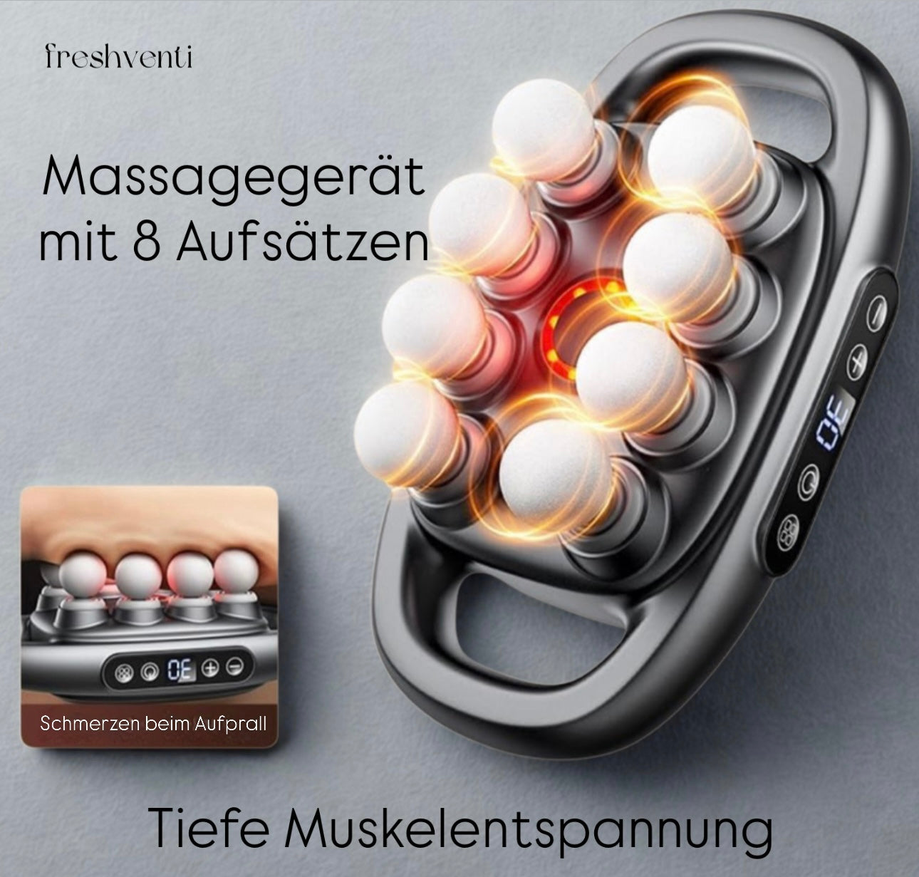 Knetix -Massagegerät mit 8 Aufsätzen